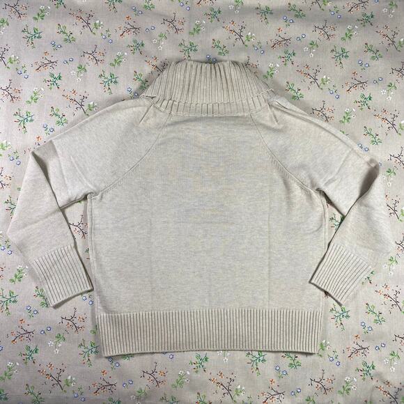 Stitches & Stripes Livy Ribbed Knit Pullover Sweater Tan XS Shawl Collar V Neck - Picture 3 of 6